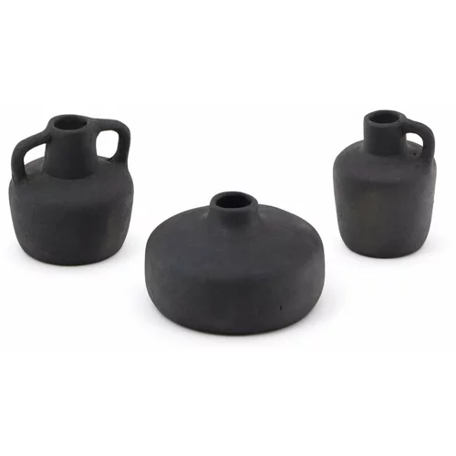 Kave Home Crne vaze u setu 3 kom od terakote (visina 6 cm) Sofra –
