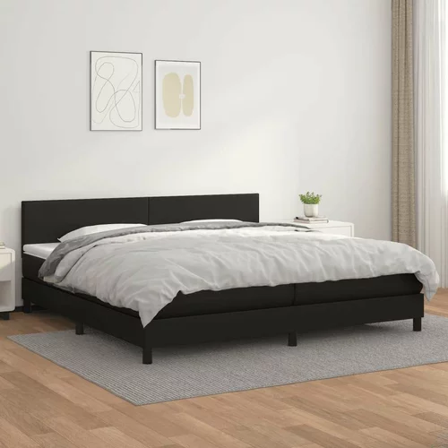  Box spring postelja z vzmetnico črna 200x200 cm umetno usnje, (20789828)