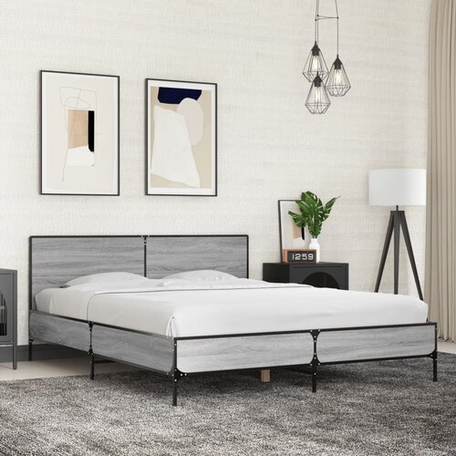  Okvir za krevet boja hrasta 150x200cm konstruirano drvo i metal Cijene