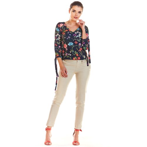 Infinite You Woman&amp;#039;s Blouse M191 Navy Blue Flowers Slike