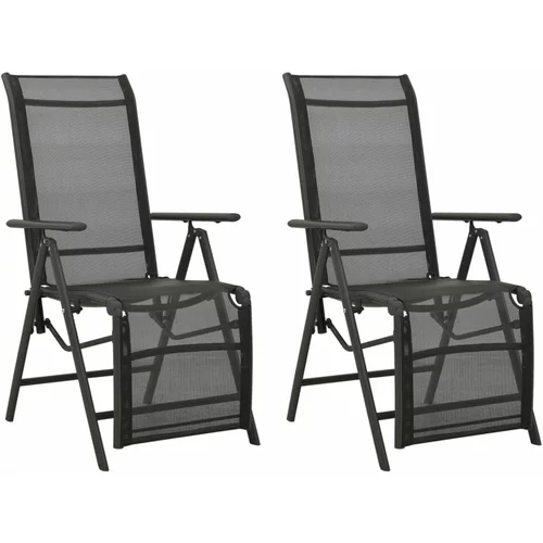 vidaXL Nastavljivi vrtni stoli 2 kosa tekstil in aluminij črni