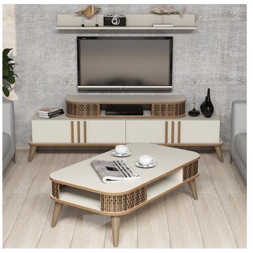 Hanah home Set TV komoda i klub stolić krem ​​boje Cene