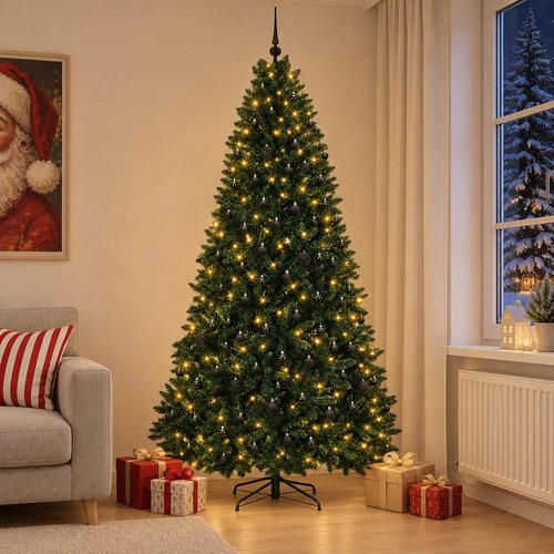  Umjetno božićno drvce tamnozeleno s kuglicama 300 cm Cijene
