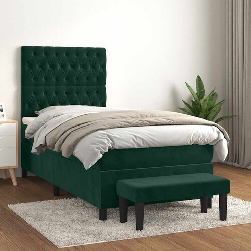 Box spring krevet s madracem tamnozeleni 90x200 cm bar&amp;scaron;unasti Slike