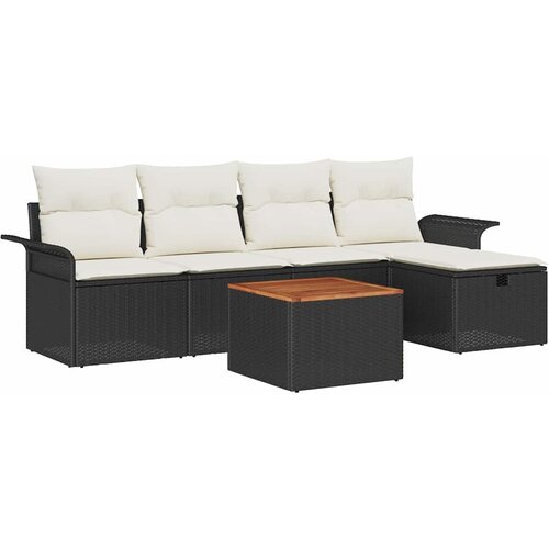  Sjedeća garnitura za vrt 6 kom. Crna poliratan 251 x 117 x 85 cm Slike