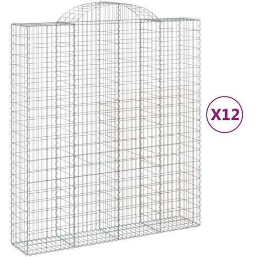  Lučne gabionske ko&amp;scaron;are 12kom 200x50x220/240cm pocinčano željezo Slike