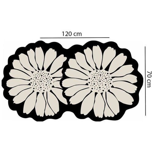 Foutastic črna/kremno bela kopalni&amp;scaron;ka preproga 70x120 cm flor extrana &amp;ndash; Slike