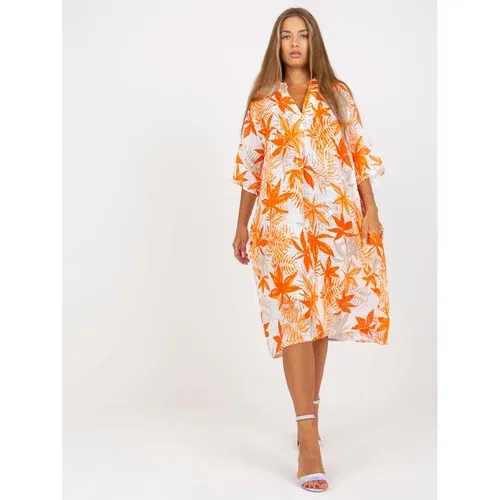 Fashion Hunters Orange thin oversize viscose dress