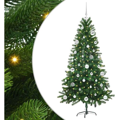 VidaXL Božićno drvce s 150 LED svjetlima s stalakom Zelena 150 cm PE Slike