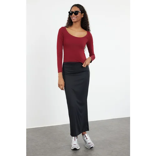 Trendyol Plum Pool Neck Fitted Knitted Blouse