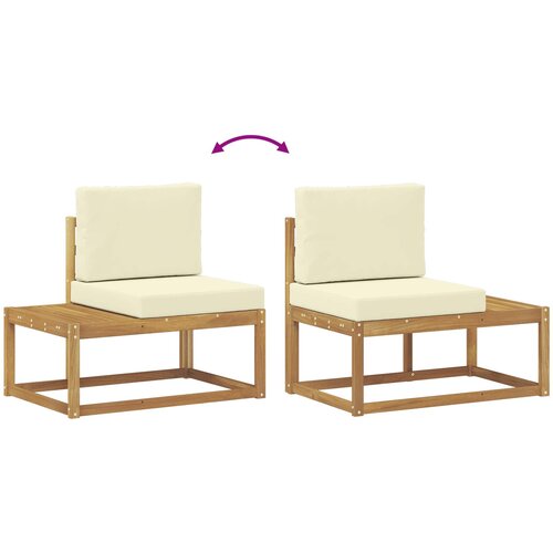  Set vanjskih sofa s jastukom 2 pcs Bijela i krem Poliester Slike