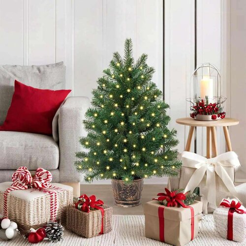 vidaXL Umestno božično drevo med 150 LED Zelena 90 cm PE in PVC Cene