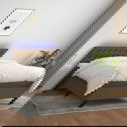 The Living Store Box spring postelja z vzmetnico LED temno rjava 90x200 cm blago - Box Spring Postelja, (21517361) Slike
