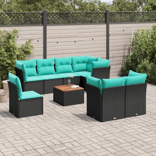  9-dijelni set vrtnih sofa od poliratana s jastucima crni Cijene