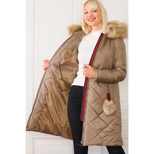 Dewberry Z6646 N WOMEN'S COAT WITH FUR POMPOMS-VISION Cene