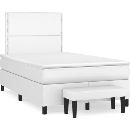vidaXL Box spring postelja z vzmetnico bel 120x190 cm umetno usnje, (21111916)