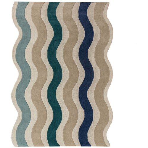 Flair Rugs Modra ročno tkana volnena preproga 140x200 cm Cascade Wool &ndash; Cene