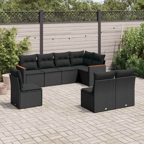  8-dijelni set vrtnih sofa od poliratana s jastucima crni Crna 62 x 62 x 69 cm Cijene