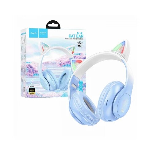 hoco. bežične stereo slušalice, bluetooth v5.3, 400mAh - W42 cat ears, crystal blue Cene