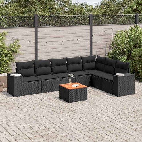  8-dijelni set vrtnih sofa od poliratana s jastucima crni Cijene