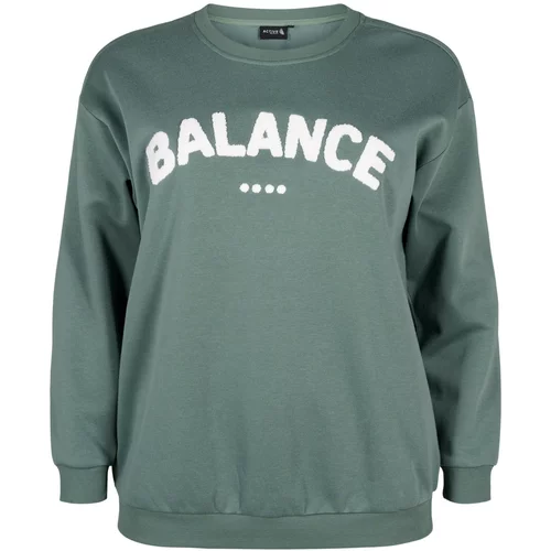 Active by Zizzi Sweater majica 'Cannie' tamno zelena / bijela