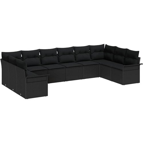 vidaXL Vrtna sedežna garnitura s shranjevanjem 10 pcs Črna poli ratan, (5000146680) Cene