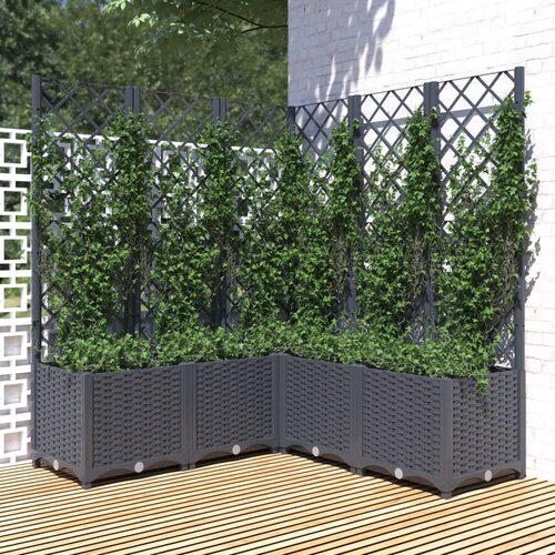 VidaXL Vrtna sadilica s re&amp;scaron;etkom tamnosiva 120 x 120 x 136 cm PP Slike
