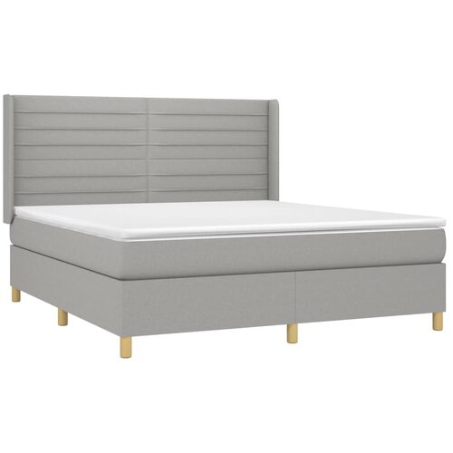  box spring s madracem LED svjetlosivi 180x200 cm tkanina Slike