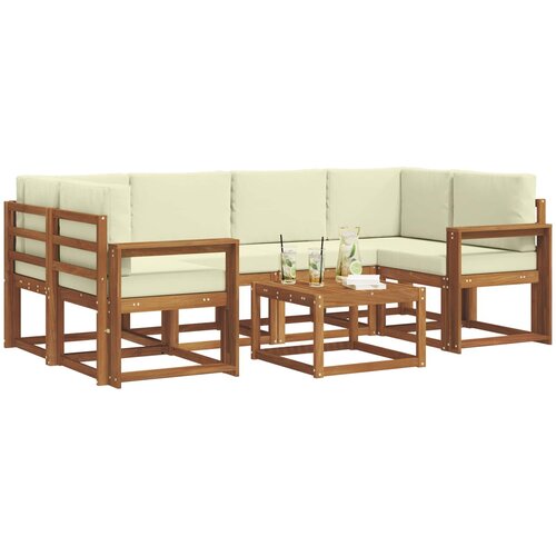  Set vanjskih sofa 7 kom. Prirodna i krem Slike