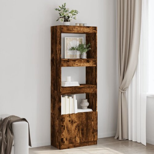vidaXL Visoka komoda Smoked Oak 63x33x180 cm od konstruiranog drva Cijene