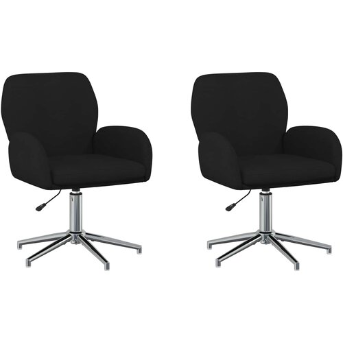 VidaXL Okretne radne stolice 2 kom. 54 x 58 x 90 cm Crna Tkanina - Crna 2 Slike