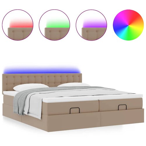 vidaXL Otomanski posteljni okvir z vzmetnicami kapučino 200x200 cm, (21610618) Cene