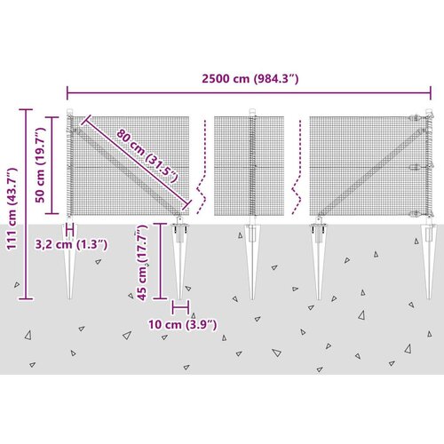 vidaXL Ograjni Steber Set Set 2 Siva, Črna Jeklo, PVC 25 x 0.5 m Cene