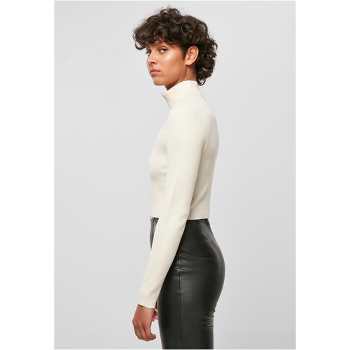 UC Curvy Ladies Cropped Rib Knit Zip Cardigan whitesand Slike