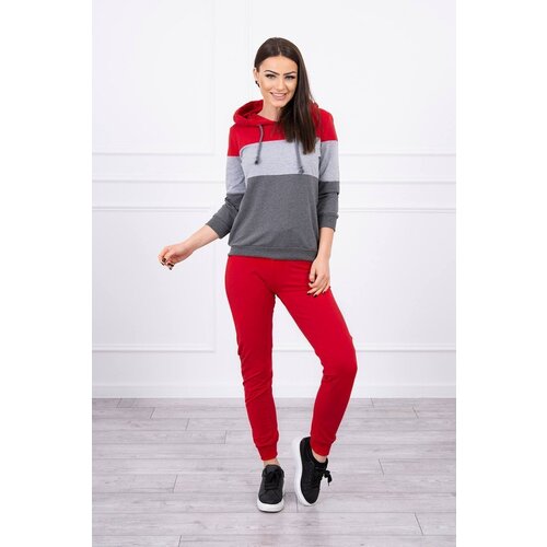 Kesi Set with colored stripes red+gray Slike