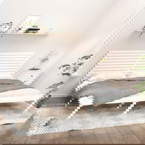 The Living Store Posteljni okvir bel iz trdnega lesa 200x200 cm - Posteljni Okvir, (21526385) Cene