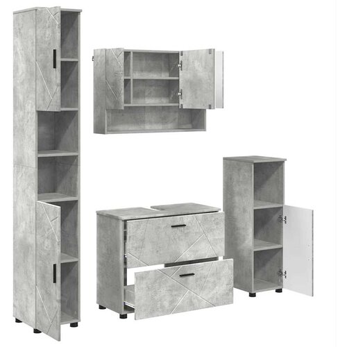 VidaXL Komplet pohi&amp;scaron;tva za kopalnico s predalom 4 pcs Betonsko siva, (5000064460) Slike