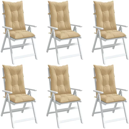 vidaXL Jastuci za stolice 6 kom prošarano bež 120x50x7 cm od tkanine