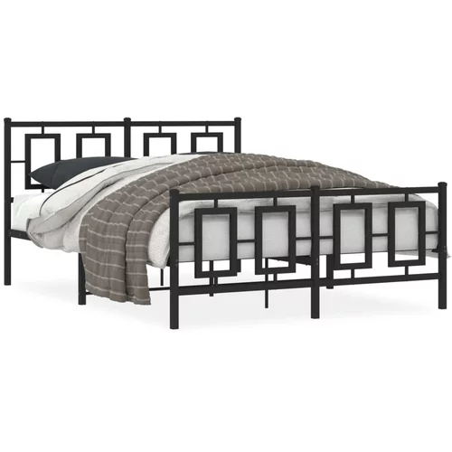 vidaXL Kovinski posteljni okvir z vzglavjem in vznožjem črn 140x200 cm