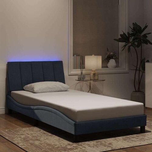  Okvir kreveta s LED-om bez madraca Hanko tamnosivi 100x203 cm baršunasti - Tamno siva 100 x 203 cm Cene