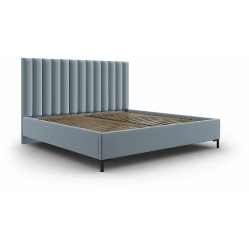 Mazzini Beds Svijetlo plavi tapecirani bračni krevet s prostorom za odlaganje s podnicom 180x200 cm Casey –