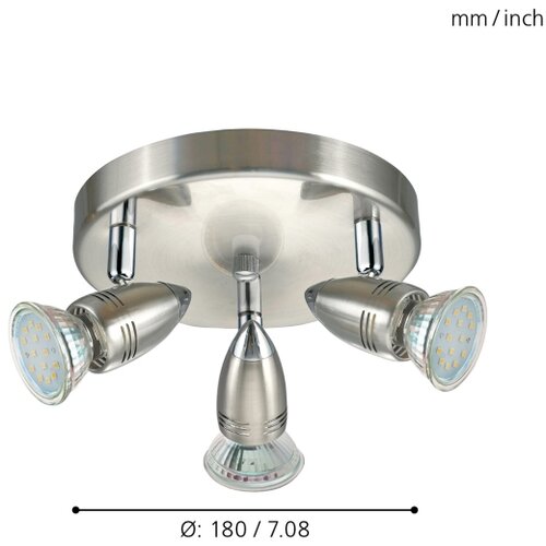 Eglo magnum led spot/3, led, 3x3w, 3x240lm, nikl-Mat/hrom 9KDNM9Z Slike