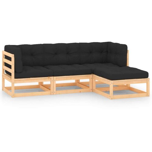  4-dijelna vrtna garnitura od masivne borovine s jastucima Cene