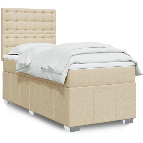 VidaXL Okvir kreveta s oprugama i madrac krem 80x200 cm od tkanine Slike