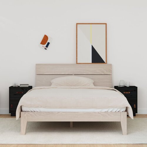 VidaXL noćni ormarići 2 kom crni 40 x 34 x 55 cm od masivne borovine Slike