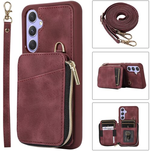 INORCO Za iPhone 14 Plus PU usnjena torbica za denarnico s stojalom R61 Teksturni ovitek za telefon s posekanim &amp;scaron;ivom, (22035432) Slike