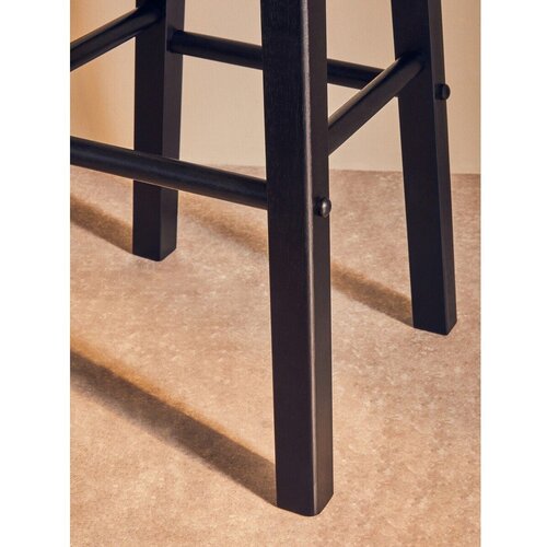 Premier Housewares Crna/u prirodnoj boji barska stolica od masivnog kaučuka (visine sjedala 74 cm) Chester &amp;ndash; Slike