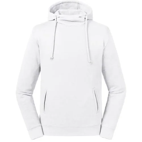 RUSSELL Biała bluza unisex Pure Organic High Collar Hooded Sweat