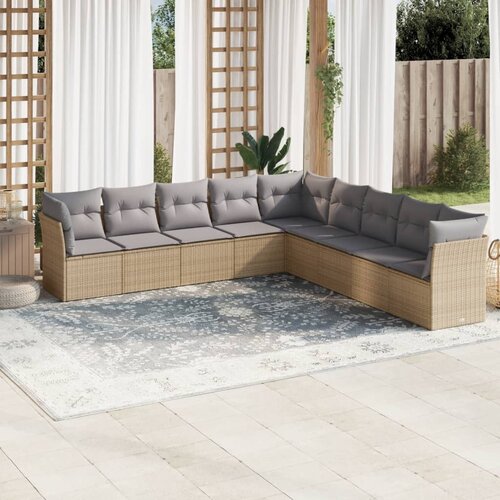 vidaXL 9-dijelni set vrtnih sofa s jastucima bež od poliratana Cijene