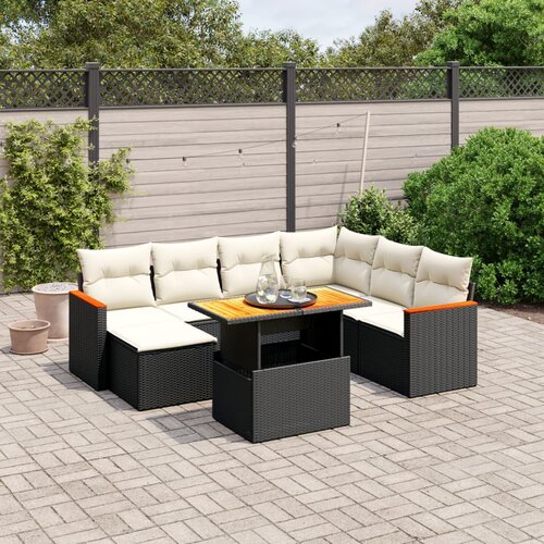 VidaXL 8-dijelni set vrtnih sofa od poliratana s jastucima crni Slike